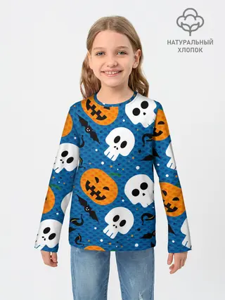 Детский лонгслив / ЧЕРЕПА И ТЫКВЫ | HALLOWEEN