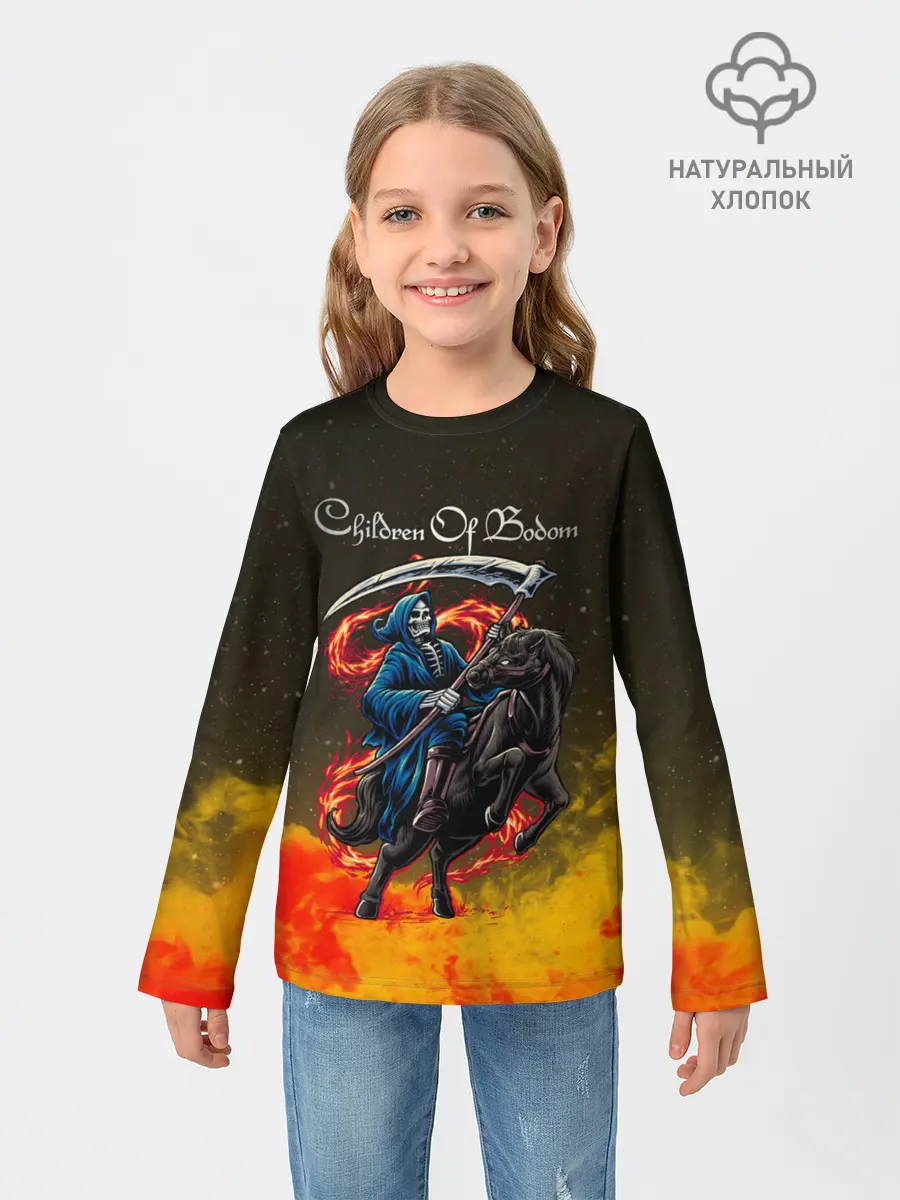 Детский лонгслив / Children of Bodom | Skeleton on a horse