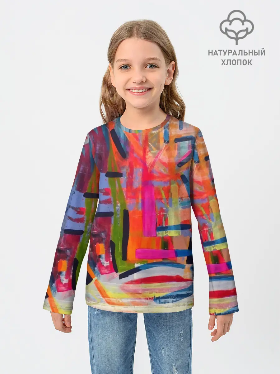 Детский лонгслив / Абстракция из полос