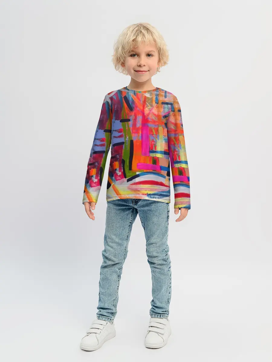 Детский лонгслив / Абстракция из полос