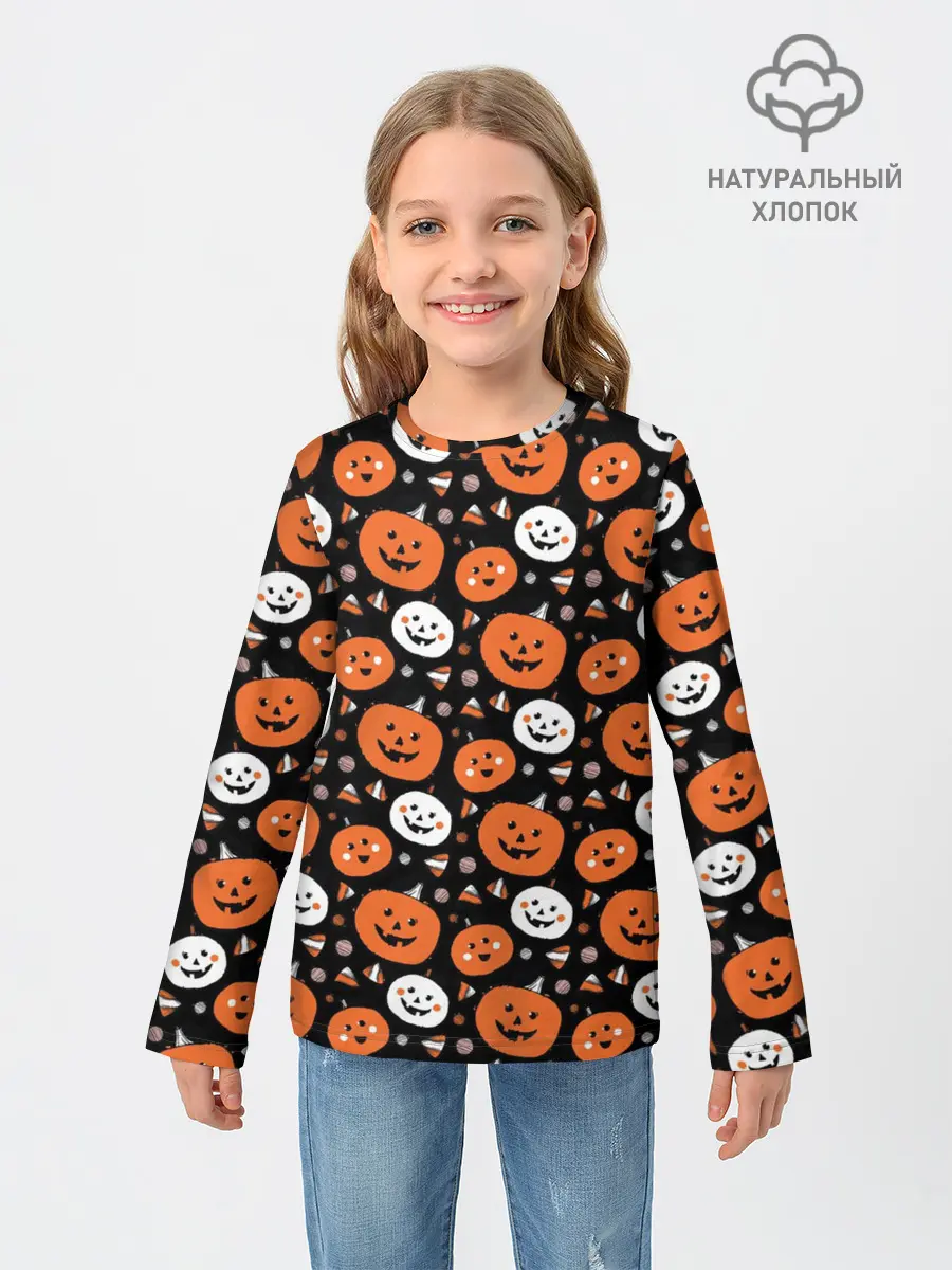 Детский лонгслив / Patern Halloween 17