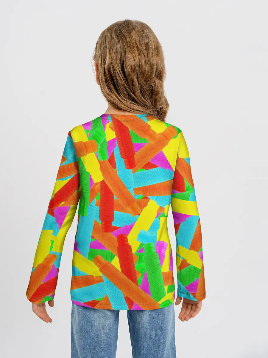 Детский лонгслив / Фон Цветные трубки Pop Tubes, Поп тубус