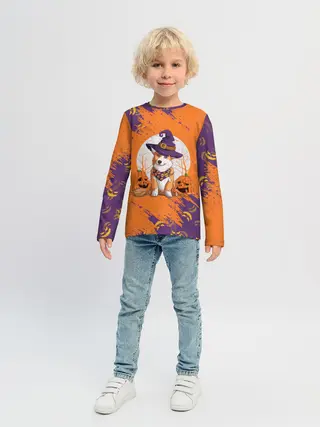 Детский лонгслив / КОРГИ НА ХЭЛЛОУИНЕ