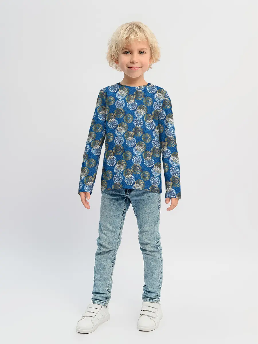 Детский лонгслив / Разноцветные Новогодние Узоры