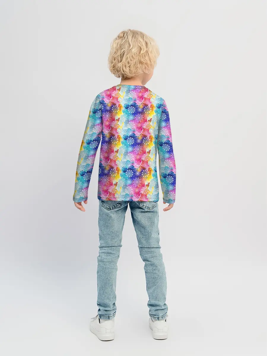 Детский лонгслив / Радужные Снежные Узоры