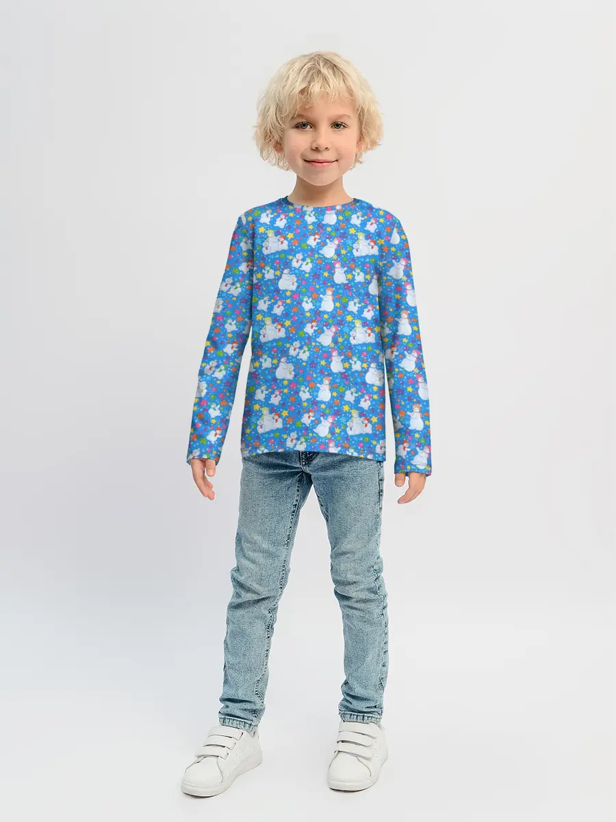 Детский лонгслив / Снеговики и Звёздочки