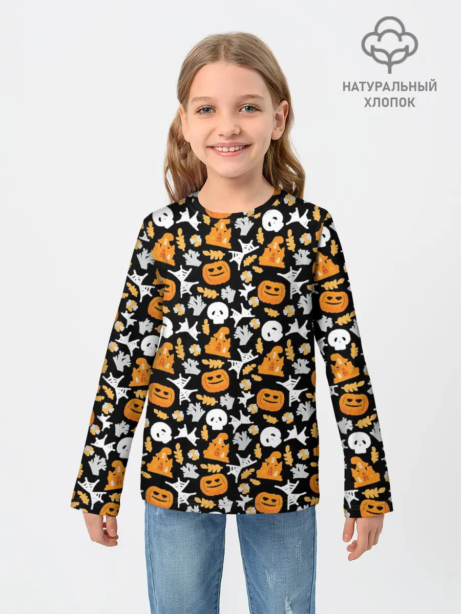 Детский лонгслив / Patern Halloween 23