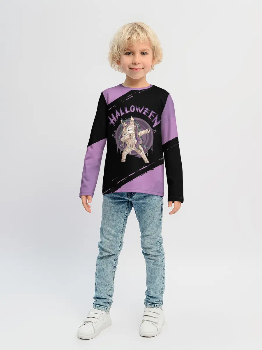 Детский лонгслив / Dab Unicorn Halloween