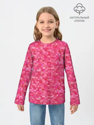 Детский лонгслив / Цикламеновая пиксельная абстракция