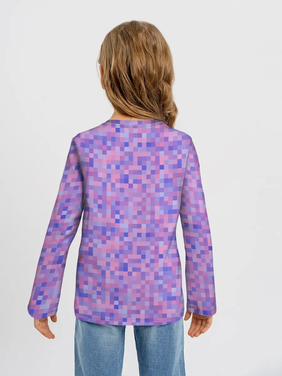 Детский лонгслив / Сиреневая пиксельная абстракция