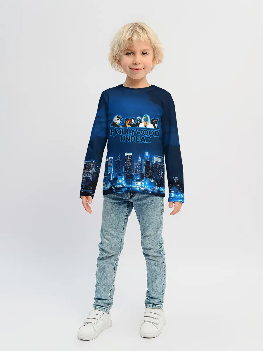 Детский лонгслив / Группа Hollywood Undead ночной город
