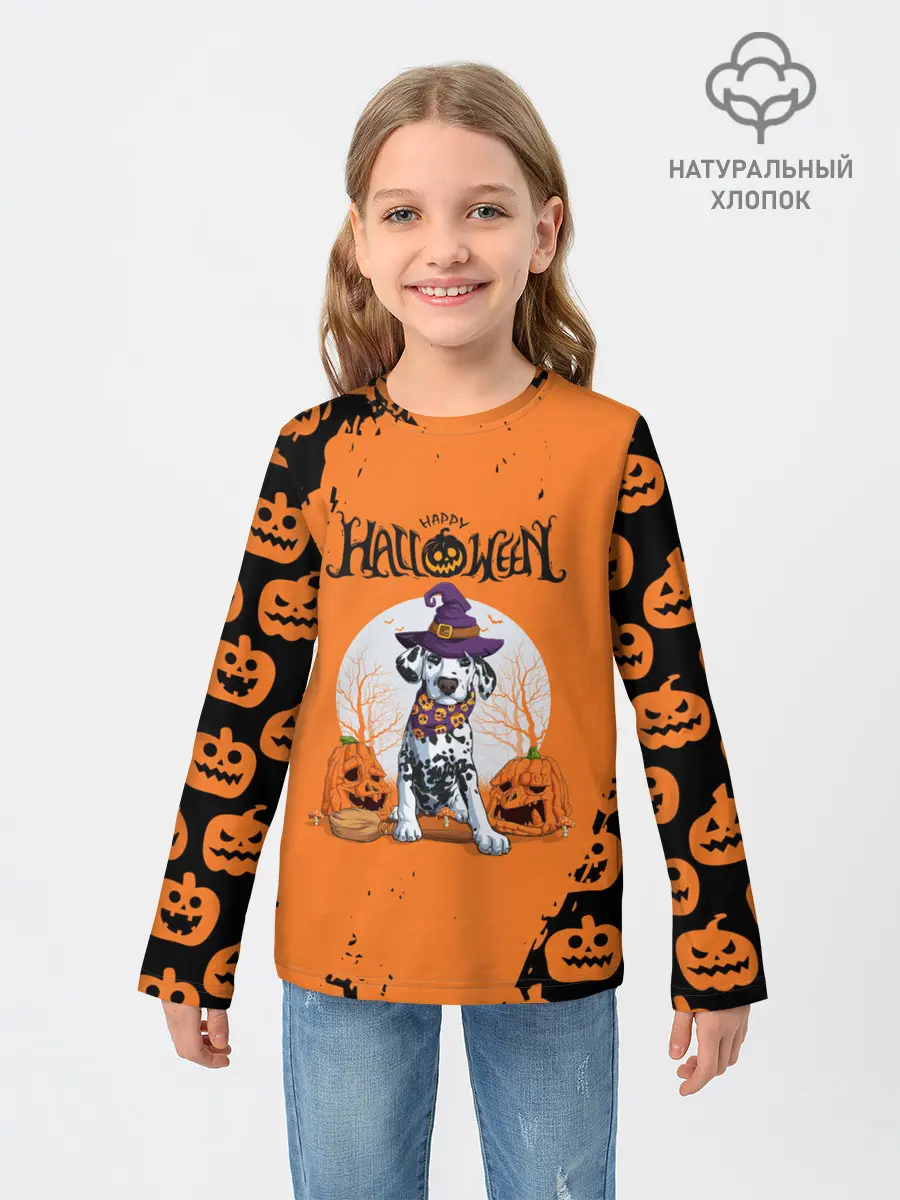 Детский лонгслив / Далматинец в шляпе | Хэллоуин