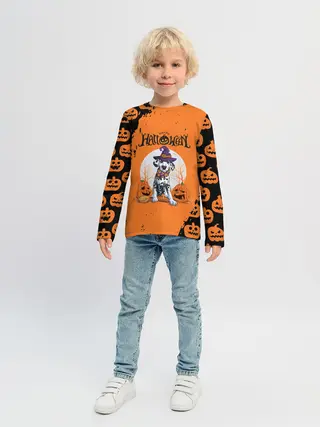 Детский лонгслив / Далматинец в шляпе | Хэллоуин