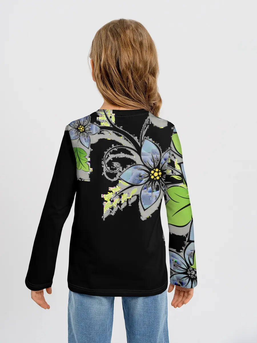 Детский лонгслив / Цветочная композиция с бабочками