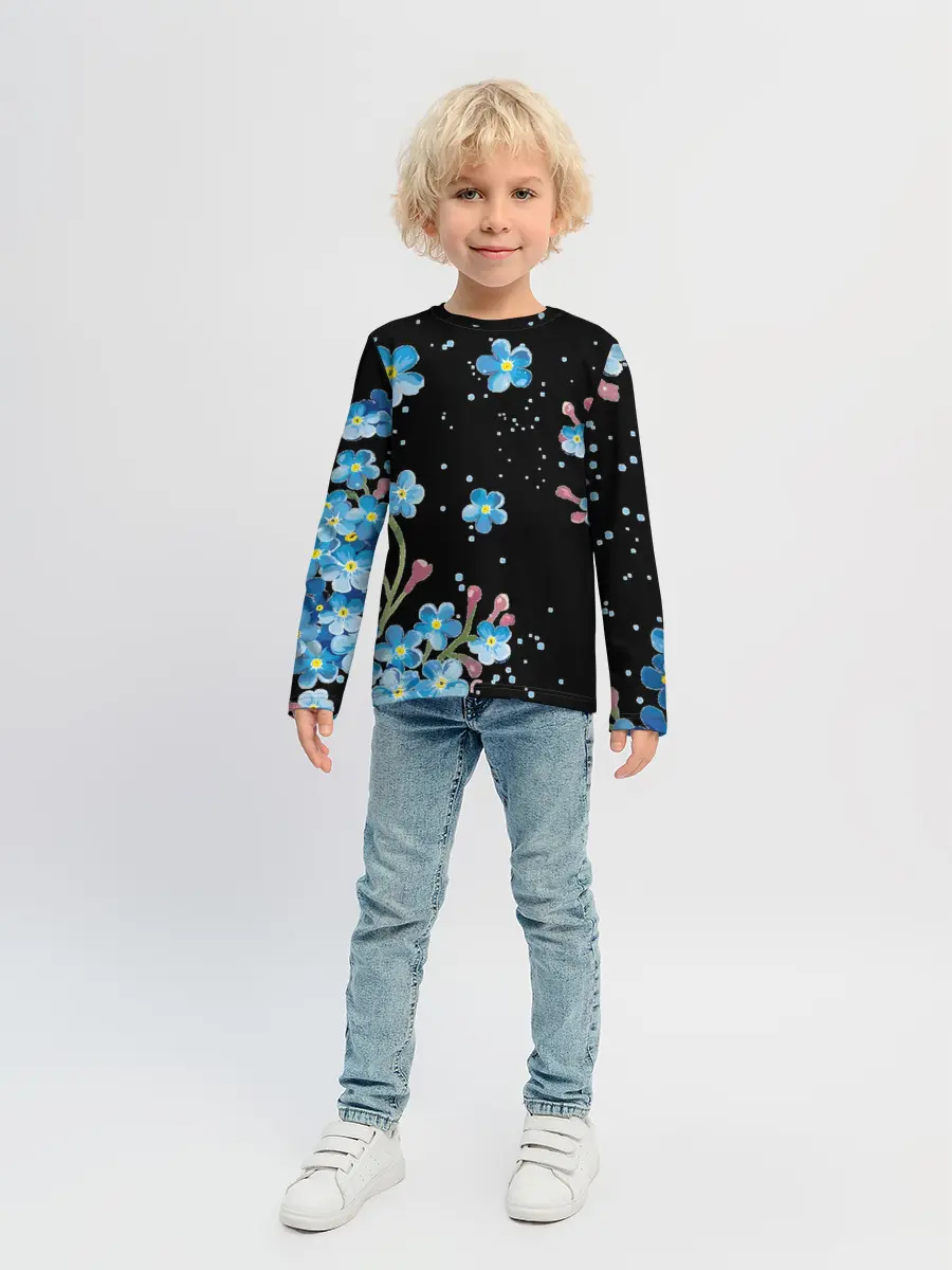 Детский лонгслив / Букет голубых цветов
