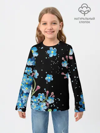 Детский лонгслив / Букет голубых цветов