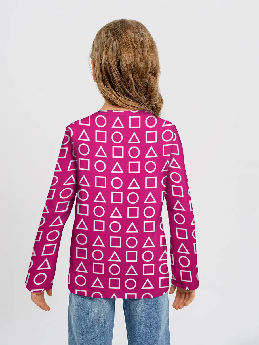 Детский лонгслив / ИГРА В КАЛЬМАРА ПАТТЕРН ФИГУРЫ СТРАЖЕЙ