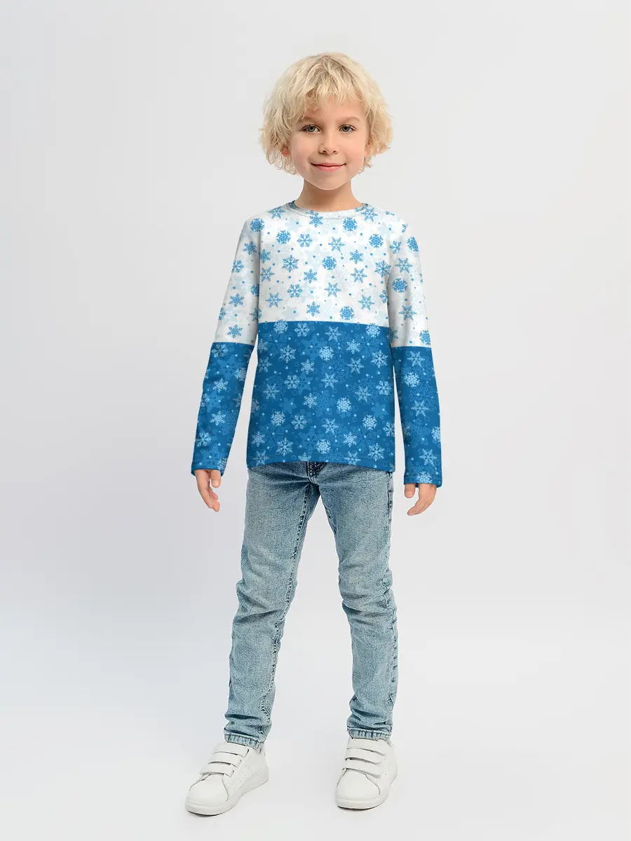 Детский лонгслив / Светло-Тёмные Снежинки