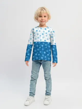 Детский лонгслив / Светло-Тёмные Снежинки