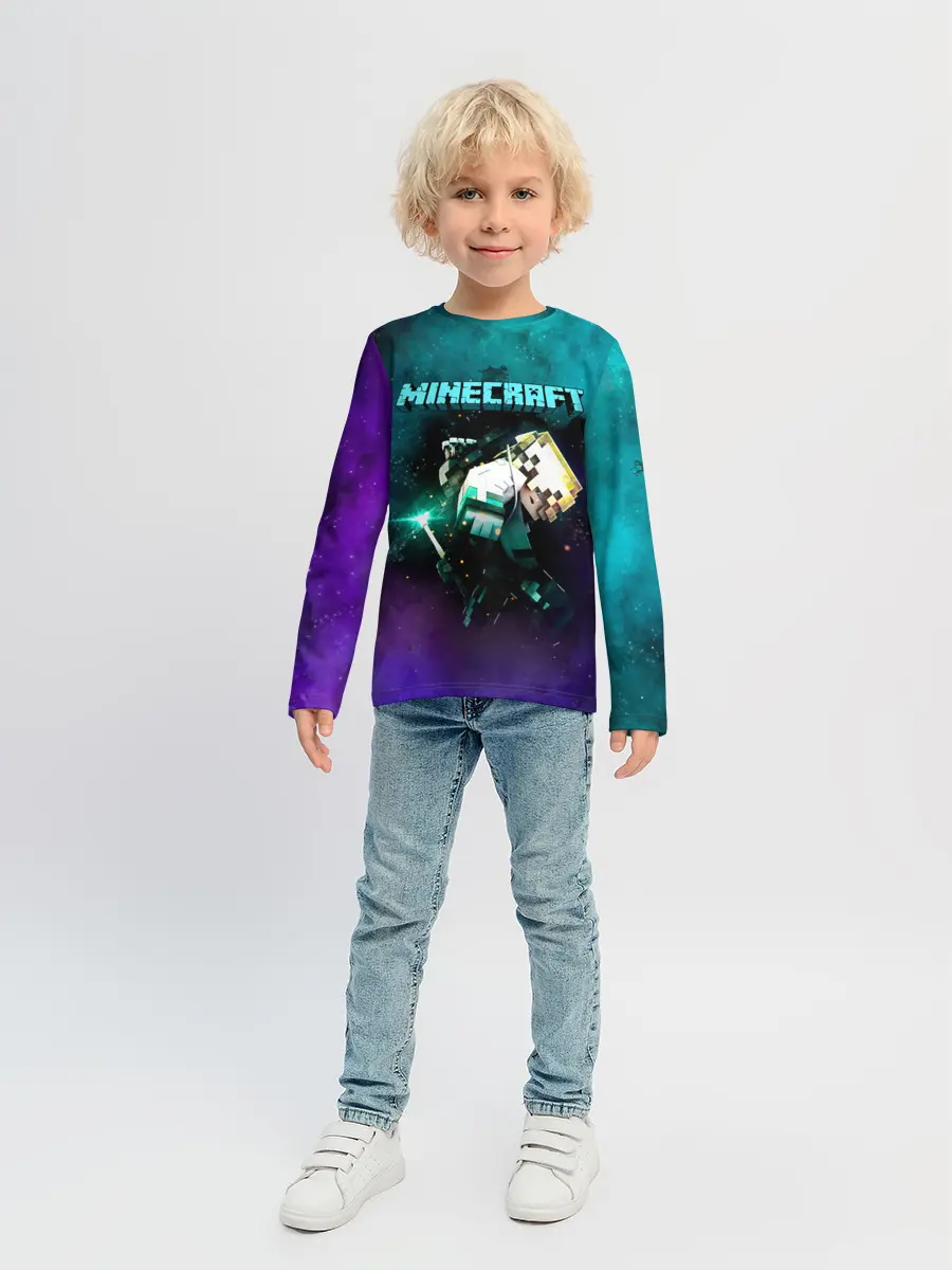 Детский лонгслив / Стив в космосе - Майнкрафт