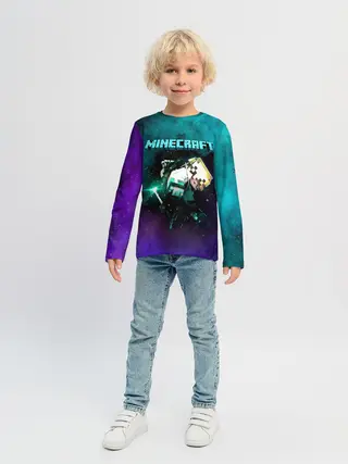 Детский лонгслив / Стив в космосе - Майнкрафт