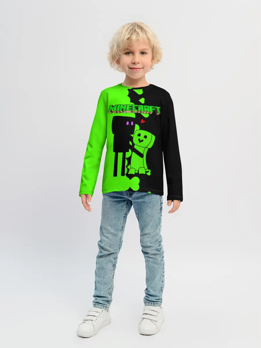 Детский лонгслив / Любовь Эндермена и Крипера Майнкрафт