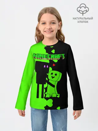 Детский лонгслив / Любовь Эндермена и Крипера Майнкрафт