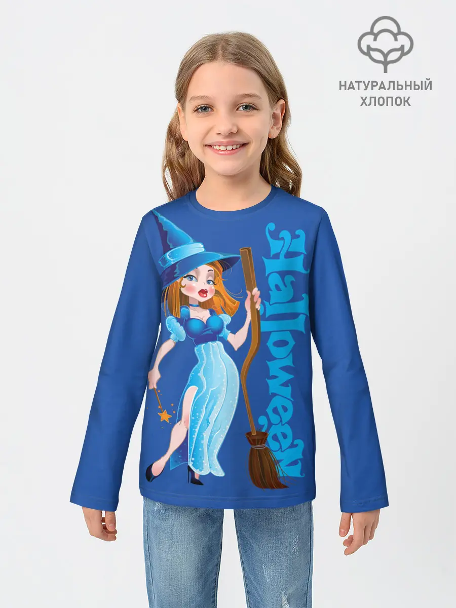 Детский лонгслив / Ведьма с волшебной палочкой