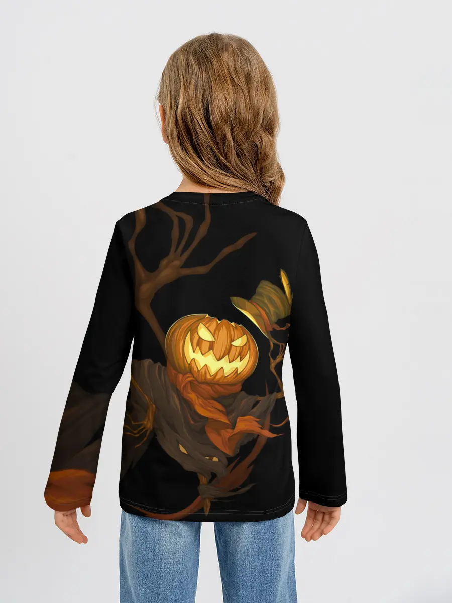 Детский лонгслив / Приветливая тыква на Хэллоуин