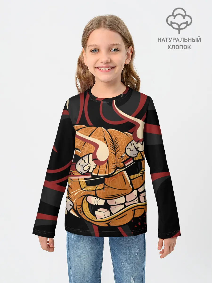 Детский лонгслив / Хеллоуинская тыква-хання