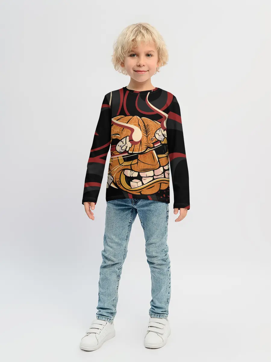 Детский лонгслив / Хеллоуинская тыква-хання