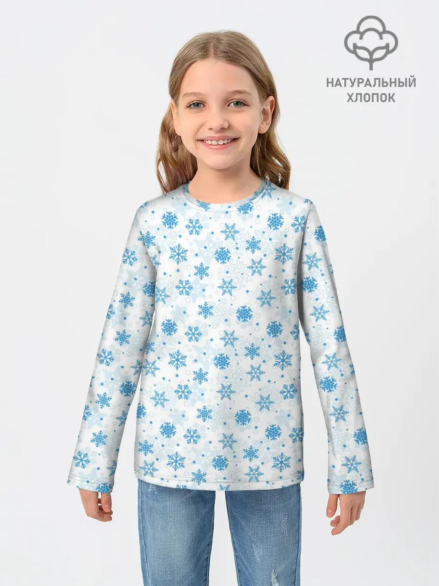 Детский лонгслив / Снежинки