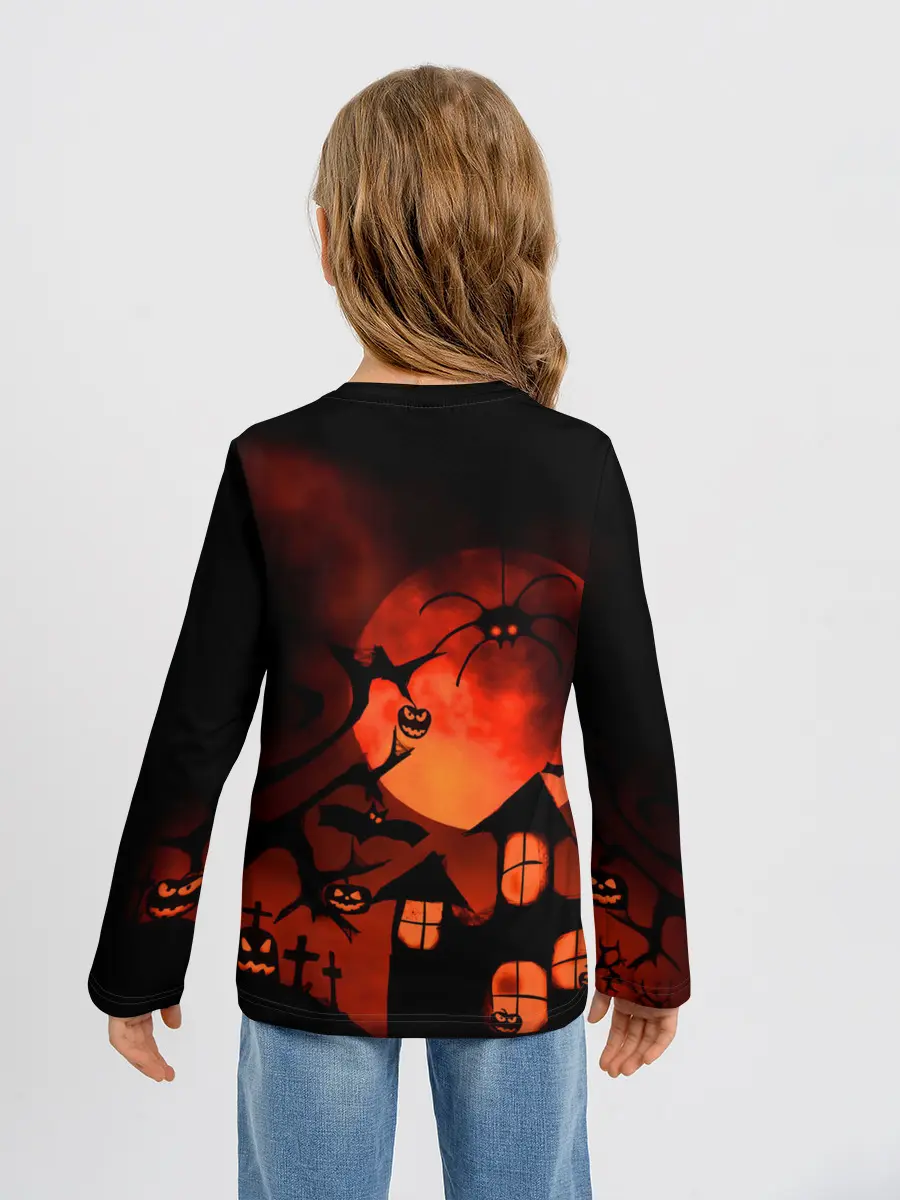 Детский лонгслив / Красная луна на Хэллоуин