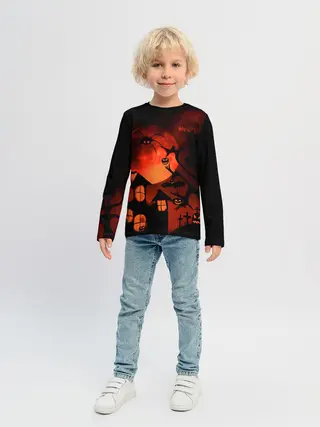 Детский лонгслив / Красная луна на Хэллоуин