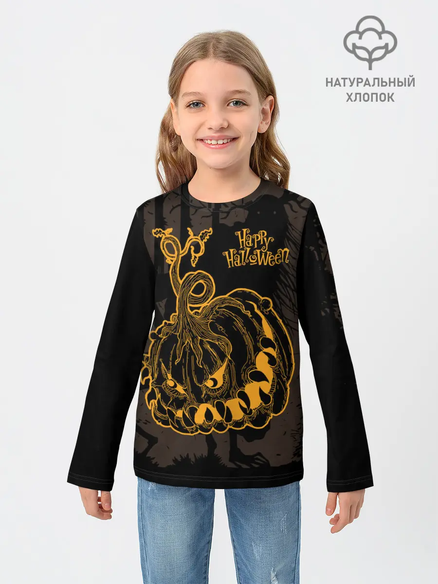 Детский лонгслив / Зубастая тыква на Хэллоуин