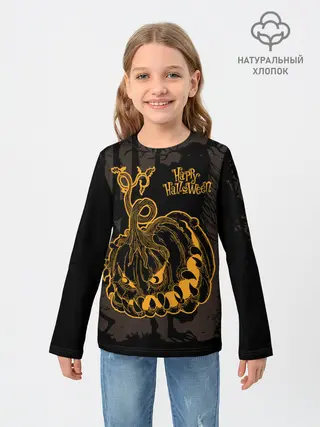 Детский лонгслив / Зубастая тыква на Хэллоуин