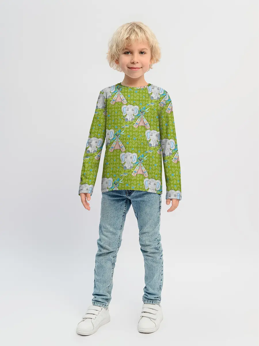 Детский лонгслив / Слоник и вигвам