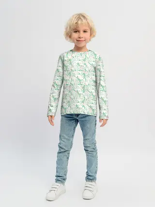 Детский лонгслив / Весенние узоры из листьев