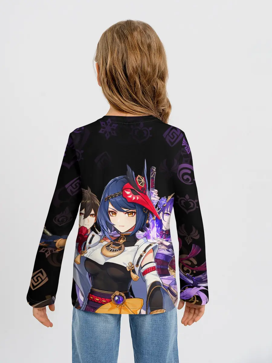 Детский лонгслив / Genshin Impact: Сара, Чжун Ли, Сёгун Райдэн