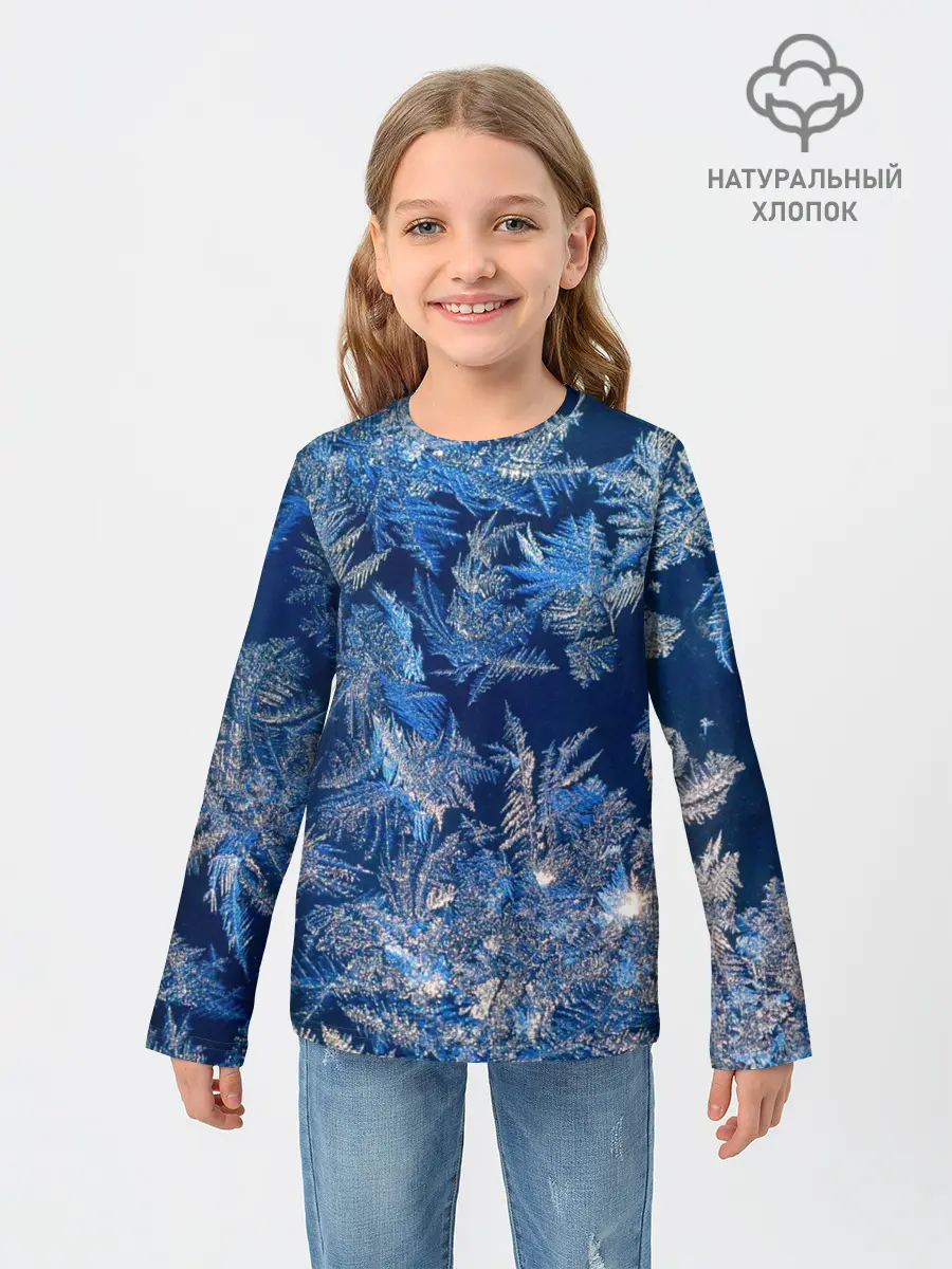 Детский лонгслив / Снежинки макро snowflakes macro