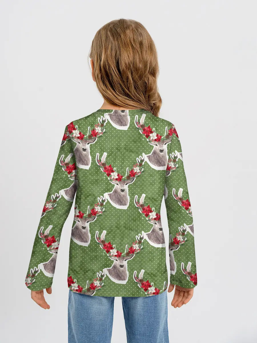 Детский лонгслив / Новогодние олени 2022