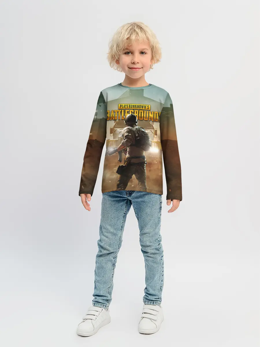 Детский лонгслив / PUBG СОЛДАТ В ШЛЕМЕ | ПАБГ