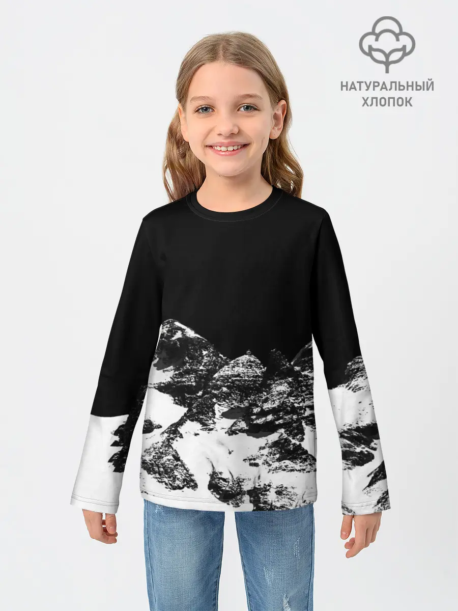 Детский лонгслив / ГОРЫ Ч/Б