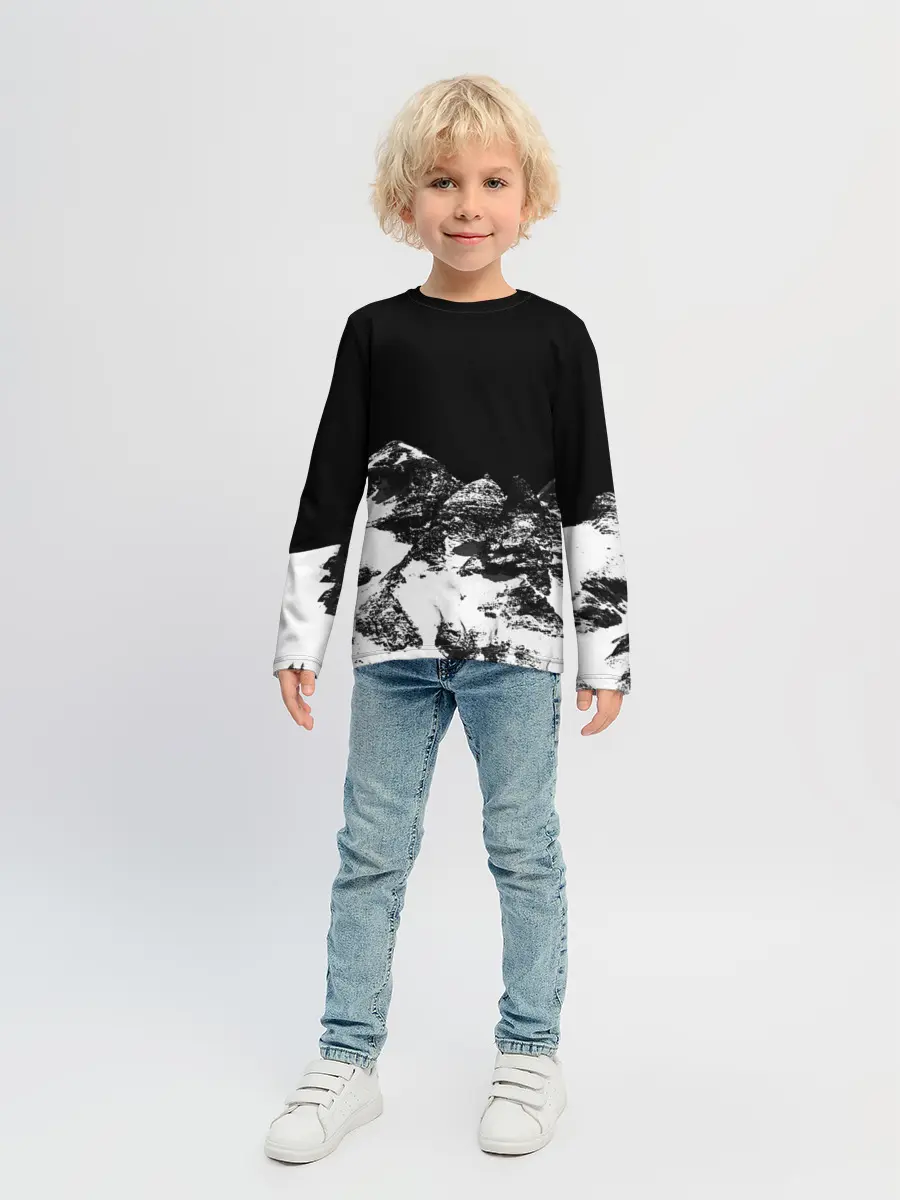Детский лонгслив / ГОРЫ Ч/Б