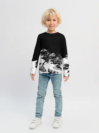 Детский лонгслив / ГОРЫ Ч/Б