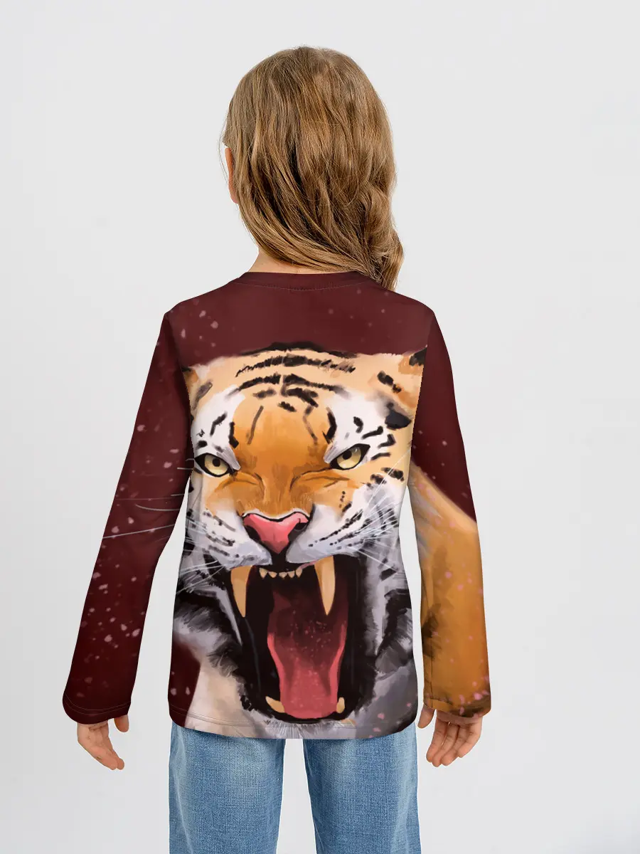 Детский лонгслив / Тигр красавчик сердится