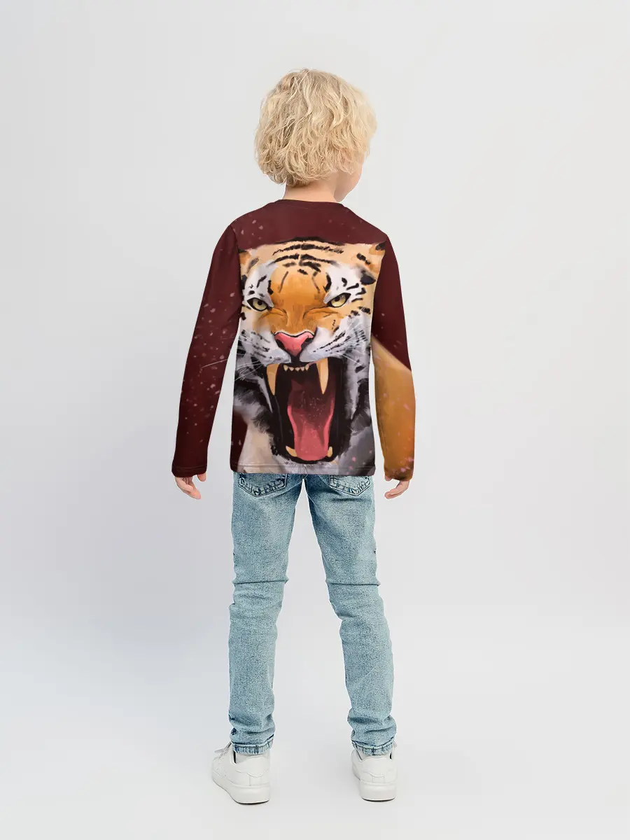 Детский лонгслив / Тигр красавчик сердится