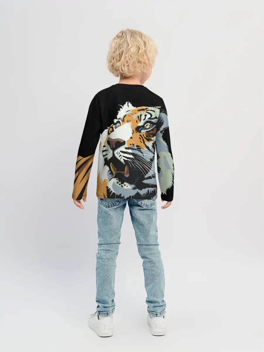 Детский лонгслив / Тигр перед атакой