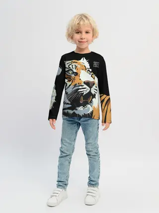 Детский лонгслив / Тигр перед атакой