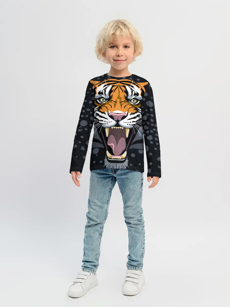 Детский лонгслив / Амурский тигр в ночи